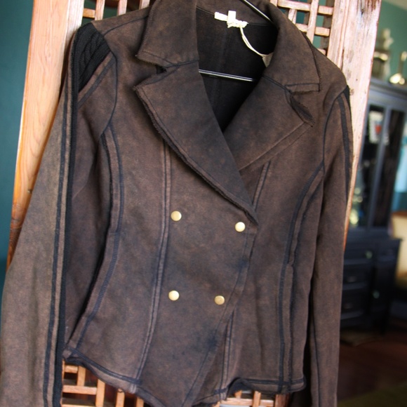 ONE LEFT (S) Terry Mix Sweater Jacket - Picture 2 of 8